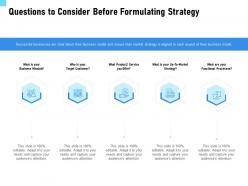 Questions to consider before formulating strategy target ppt powerpoint presentation idea
