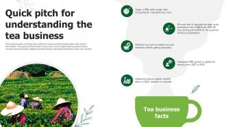Quick Pitch For Understanding The Tea Business Tea Business Plan BP SS