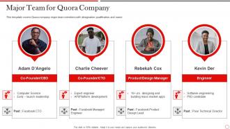 Quora pitch deck major team for quora company ppt mockup