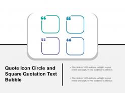 Quote icon circle and square quotation text bubble