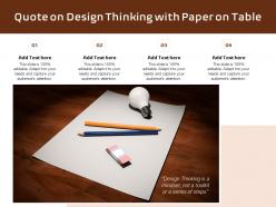 Quote on design thinking with paper on table