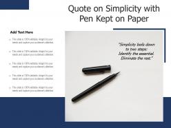 Quote on simplicity with pen kept on paper