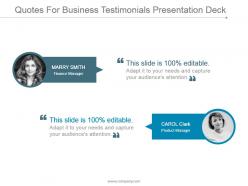 Quotes For Business Testimonials Presentation Deck