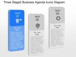 Qw three staged business agenda icons diagram powerpoint template