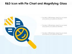 R and d icon with pie chart and magnifying glass