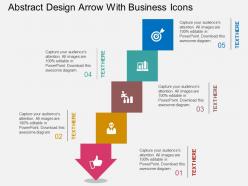 Ra abstract design arrow with business icons flat powerpoint design