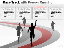 Race track with person running powerpoint presentation slides