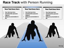 Race track with person running powerpoint presentation slides