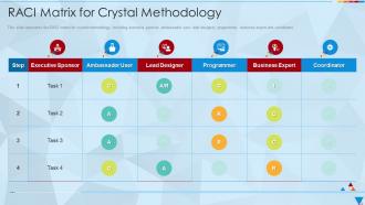 RACI Matrix For Crystal Methodology Crystal Methodology It Ppt Diagrams