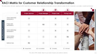 RACI Matrix For Customer Relationship Transformation How To Improve Customer Service Toolkit