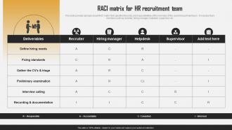 RACI Matrix For HR Recruitment Team Efficient HR Recruitment Process