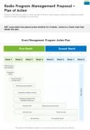 Radio Program Management Proposal Plan Of Action One Pager Sample Example Document