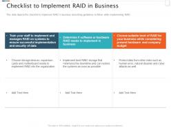 Raid storage it checklist to implement raid in business ppt powerpoint template