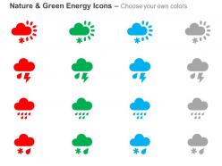 Rain with lightning light rain rain with hail cloudy with snow ppt icons graphics