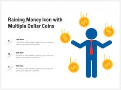 Raining money icon with multiple dollar coins