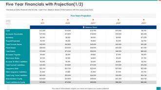 Raise funding from series b investment five year financials with projection