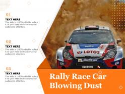 Rally race car blowing dust