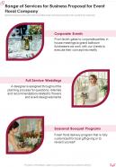 Range Of Services For Business Proposal For Event Floral Company One Pager Sample Example Document