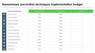 Ransomware In Digital Age Ransomware Prevention Techniques Implementation Budget