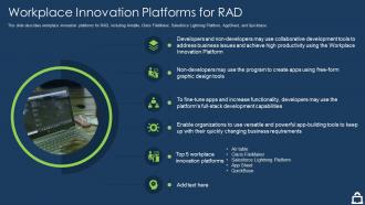 Rapid application development it workplace innovation platforms for rad