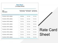Rate card sheet