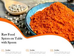 Raw food spices on table with spoon