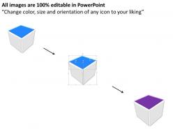 Rc cube with three sides and icons powerpoint template