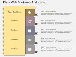 Re diary with bookmark and icons flat powerpoint design