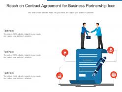 Reach on contract agreement for business partnership icon