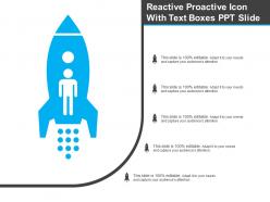 Reactive proactive icon with text boxes ppt slide