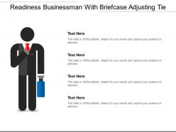 Readiness Businessman With Briefcase Adjusting Tie