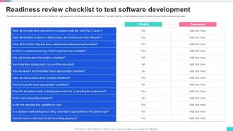 Readiness Review Checklist To Test Software Development