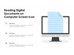 Reading digital documents on computer screen icon