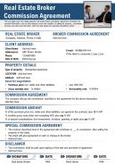 Real estate broker commission agreement presentation report infographic ppt pdf document