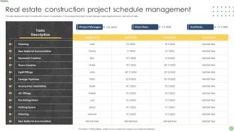 Real Estate Construction Project Schedule Management
