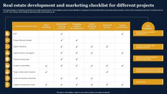 Real Estate Development And Marketing Checklist For Different Projects