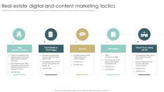 Real Estate Digital And Content Marketing Tactics