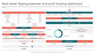 Real Estate Flipping Expenses And Profit Tracking Dashboard