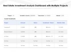Real Estate Investment Analysis Dashboard With Multiple Projects