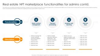 Real Estate NFT Marketplace Functionalities For Admins Ultimate Guide To Understand Role BCT SS Informative Slides
