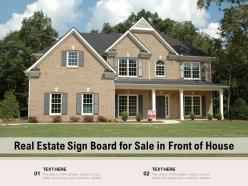 Real estate sign board for sale in front of house