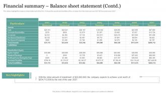 Real Estate Start Up Business Plan Financial Summary Balance Sheet Statement BP SS Unique Impactful