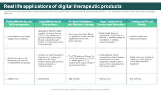 Real Life Applications Of Digital Therapeutic Products Digital Therapeutics Regulatory