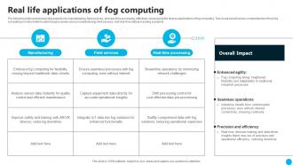 Real Life Applications Of Fog Computing