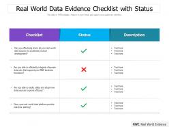 Real world data evidence checklist with status