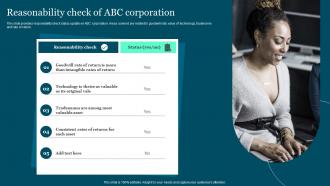 Reasonability Check Of ABC Corporation Guide To Build And Measure Brand Value