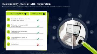 Reasonability Check Of ABC Corporation Sample Asset Valuation Report Branding