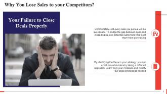 Reasons Behind Losing Sales To Competitors Training Ppt Interactive Downloadable