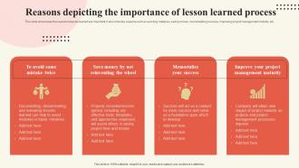 Reasons Depicting The Importance Of Lesson Learned Process