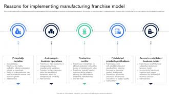 Reasons For Implementing Manufacturing Guide For Establishing Franchise Business